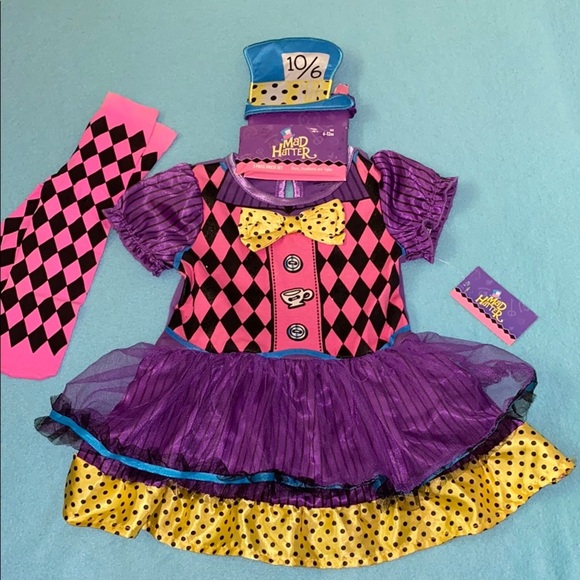 SPIRIT Mad Hatter halloween costume purple yellow pink blue NEW size 6-12 months - Picture 2 of 10